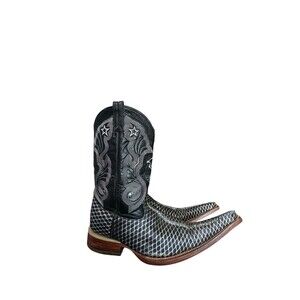 Tino Boots Black Python Snake Print Mens Size 6 A Snip Toe
